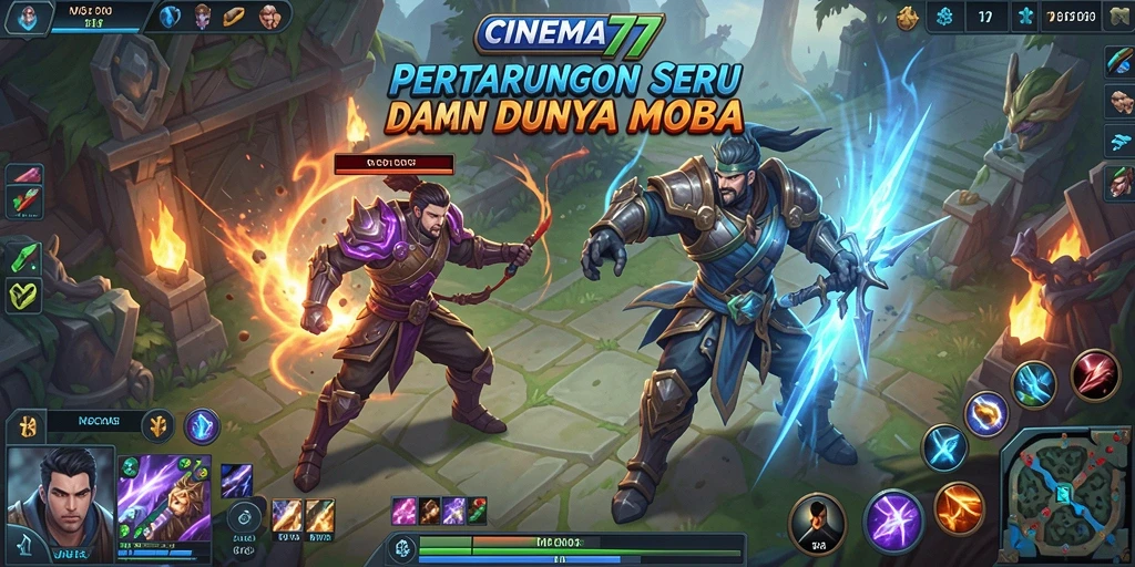 Tangkapan layar menampilkan aksi seru permainan MOBA.