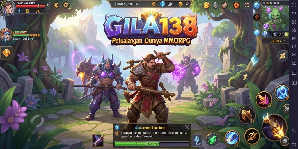 Tangkapan layar utama GILA138 menampilkan aksi pertempuran seru dalam MMORPG.