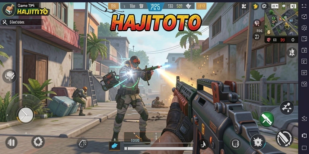 Tampilan aksi seru dalam game TPS HAJITOTO.