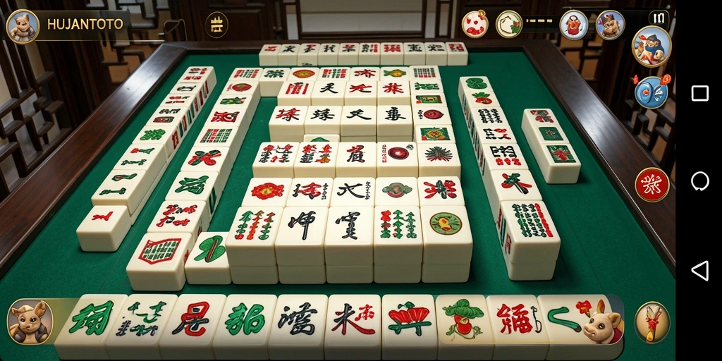 Gameplay seru HUJANTOTO dengan desain papan Mahjong yang menarik.