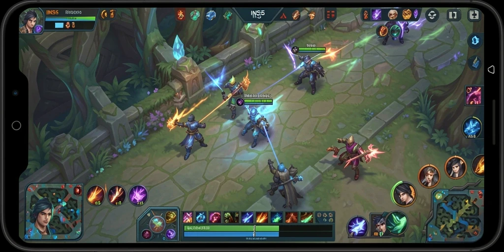 Tangkapan layar gameplay INS55 menampilkan pertempuran seru di arena.