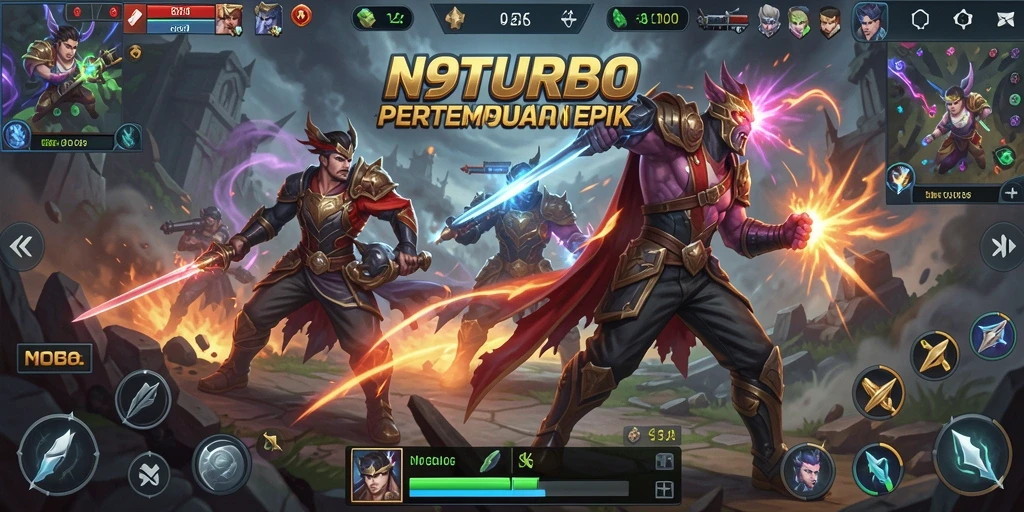 Gameplay seru dalam N9TURBO dengan tim yang kompak.